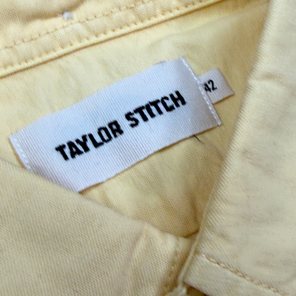 Taylor Stitch Men 42 Large The Jack Shirt Straw Yellow Organic Cotton Oxford NWT - Picture 3 of 7